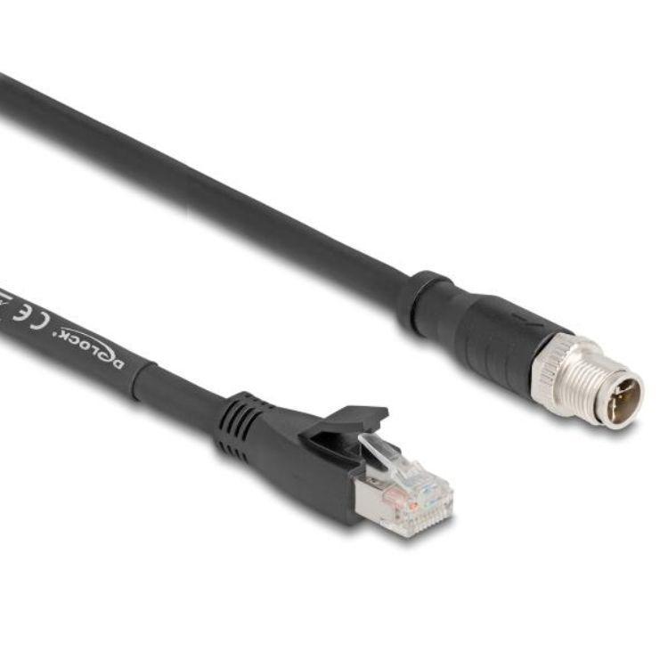 Delock M12 Kabel X-kodiert 8-Pin-Stecker zu RJ45-Stecker Cat.5e S/FTP