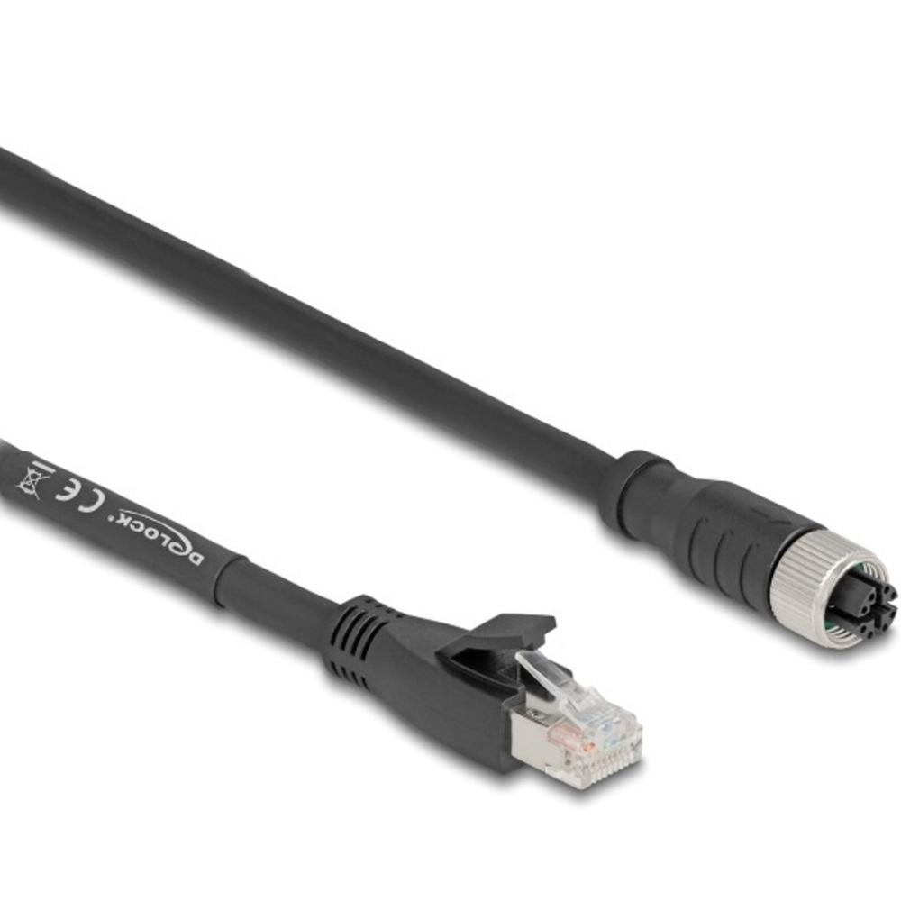 Delock M12 Kabel X-kodiert 8-Pin Buchse zu RJ45 Stecker Cat.5e S/FTP f