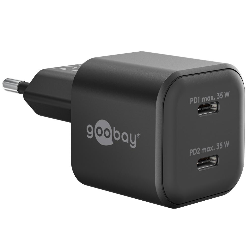 USB-C™ PD GaN Dual-Schnellladegerät Nano (35 W) schwarz - Goobay