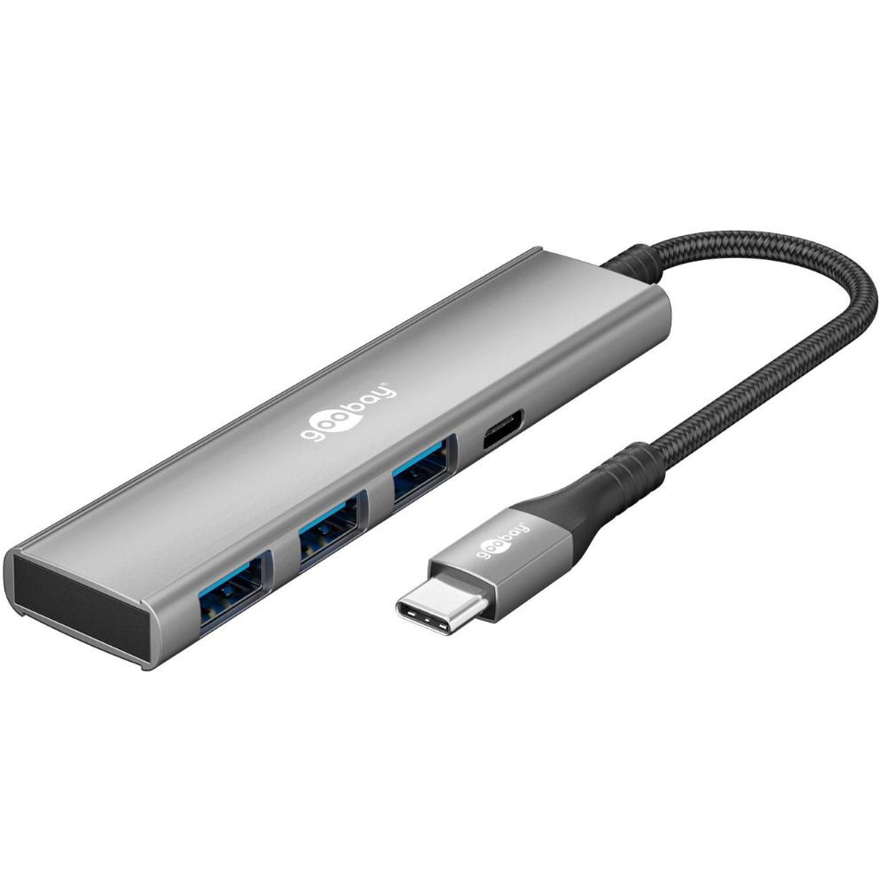 Schlanke 4-Port USB-Hub, USB-C™ zu USB-C™/USB-A, 5 Gbit/s - Goobay