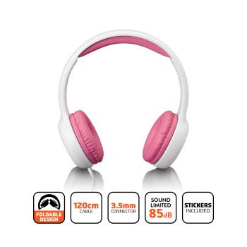 Kinderkopfhörer 85dB mit Aufklebern Rosa - Lenco