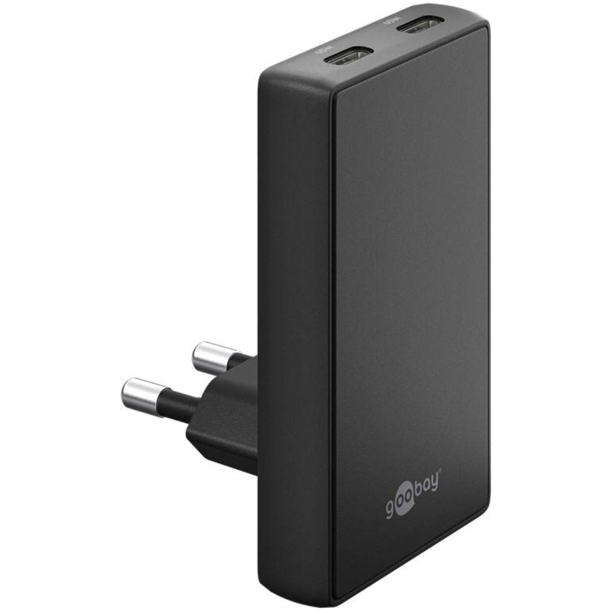 USB-C™ PD GaN Dual Schnelladegerät 90 Flat (65 W) schwarz - Goobay