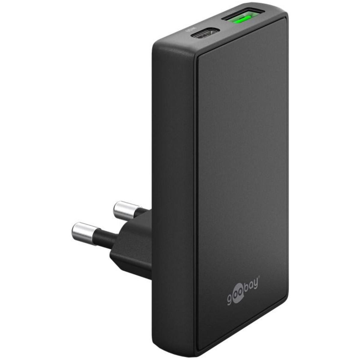 USB-C™ PD GaN Dual Schnelladegerät 90 Flat (65 W) schwarz - Goobay