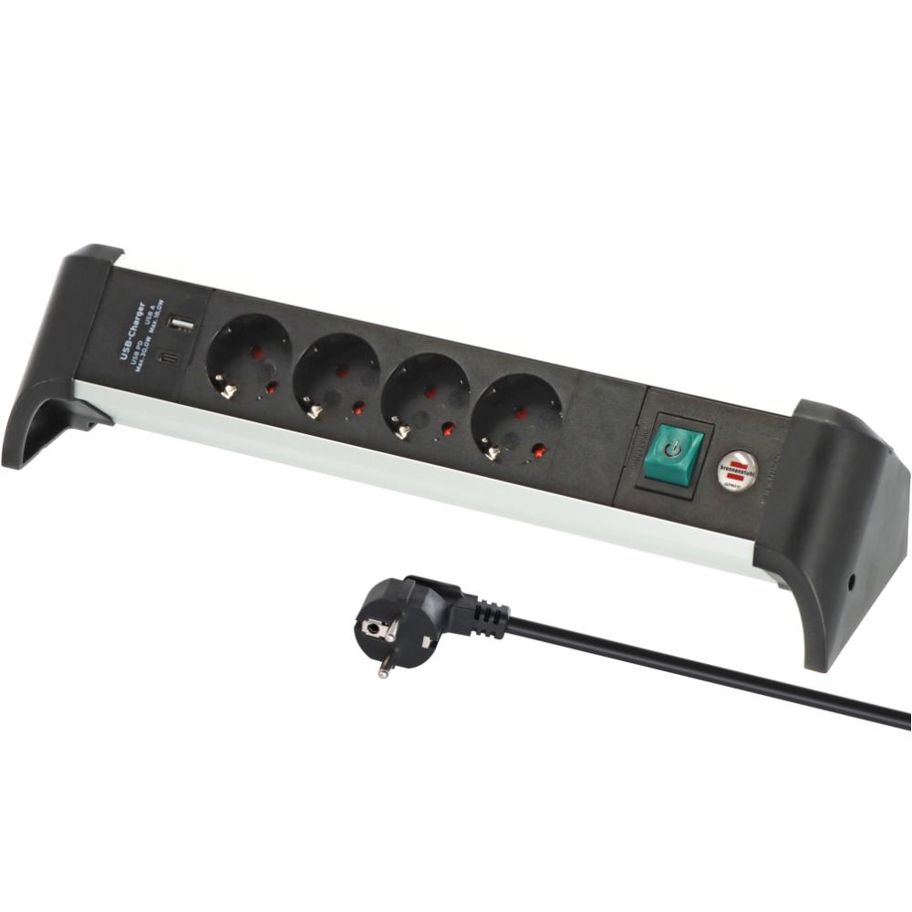 Brennenstuhl Steckdosenleiste ALU-Office-Line 4fach 1,8m USB - Brennen