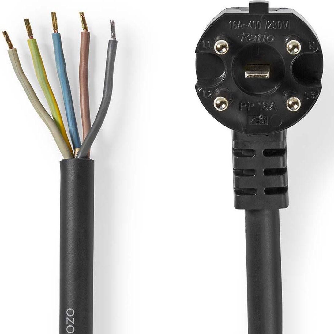 Perilex aansluitkabel - Perilex kabel, Aansluiting 1 Perilex steker, 2 Geen, Nominale spanning: 230 / 400V, Nominale stroom: 16 A, Contacten: 3P+N+E, Kabeldiameter: 5x1,5 mm2, Kabellengte: 2 m, Kabelinvoer: Haaks.