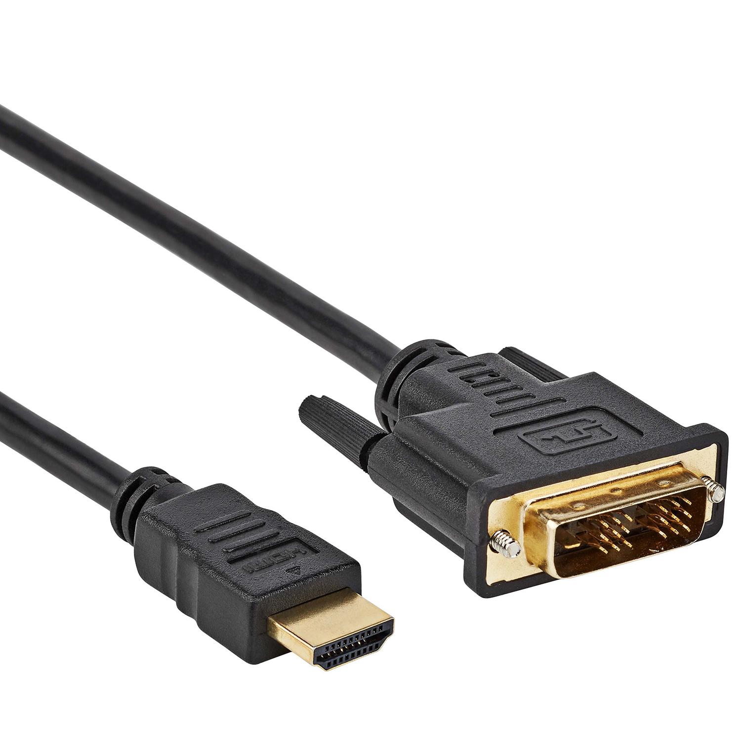 Van Dvi Naar Hdmi HDMI - DVI Kabel - HDMI - DVI Kabel, Connector 1: DVI-D Male Single Link  (18+1), Connector 2: HDMI Male, Verguld, 2.5 Meter.