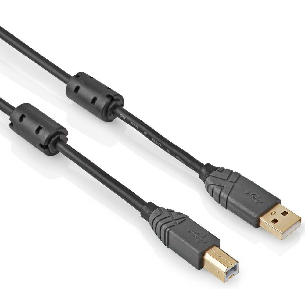 getuige zeevruchten Scorch USB 2.0 A - B Kabel - USB 2.0 printer kabel, Connector 1: USB A male,  Connector 2: USB B male, Professionele uitvoering - Verguld, 1.8 meter.