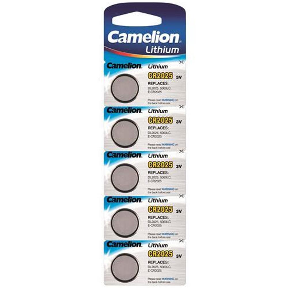 Knoopcel batterij - CR2025 - 5 batterijen - Camelion