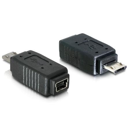 Mini USB - micro USB B Verloopstekker - Micro 2.0 verloopstekker, Connector 1: 5p mini B female, Connector 2: micro USB male