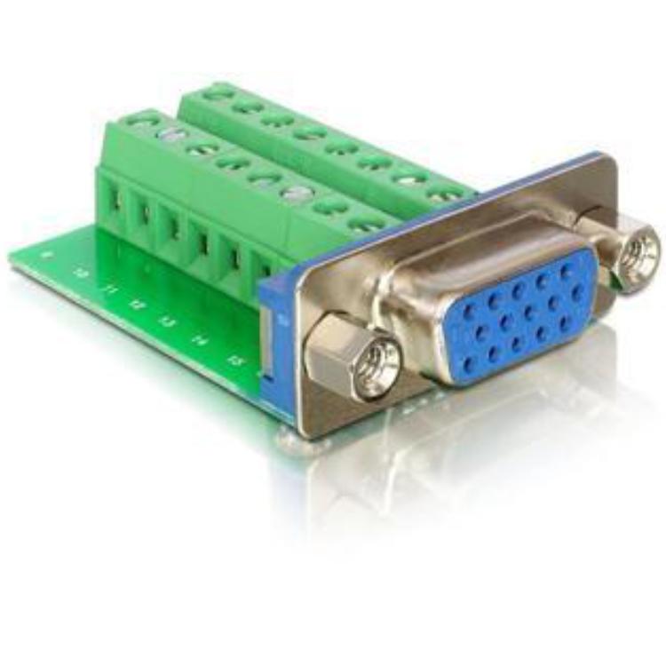 Terminalblock - 15 pin VGA poort Adapter - Delock