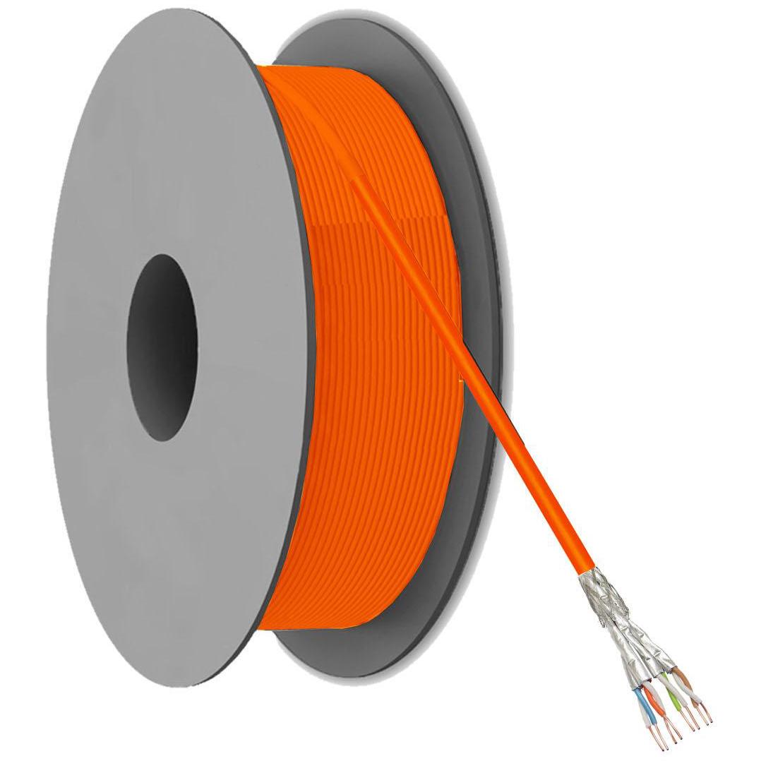neerhalen markt nikkel PIMF CAT.7 PATCH KABEL OP ROL - Type: PIMF kabel, CAT.7, 10 Gbit - AWG23 -  1000 Mhz Eenheid: Rol van 100 meter, Kern: Vaste kern, Halogeenvrij - LSOH,  Kleur kabel: oranje.