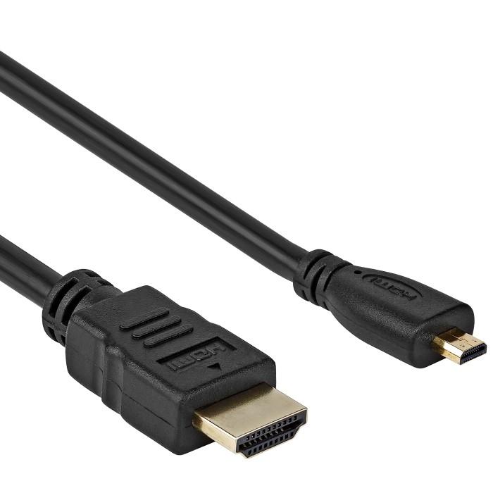 gevogelte mug idee Micro HDMI Kabel - 1.4 HighSpeed - Micro HDMI Kabel - Zwart, Versie: 1.4 -  High Speed met Ethernet, Aansluiting 1: HDMI D micro male, Aansluiting 2:  HDMI A male, Verguld: Ja, 1 meter.