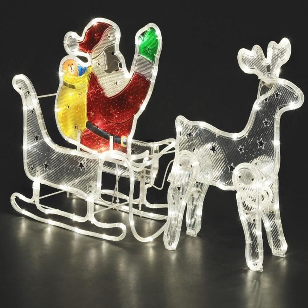 Kerstman - Kerstman met slede (LED) Kleur verlichting: Warm Wit ... Kerstman - Kerstman met slede (LED) Kleur verlichting: Warm Wit ...