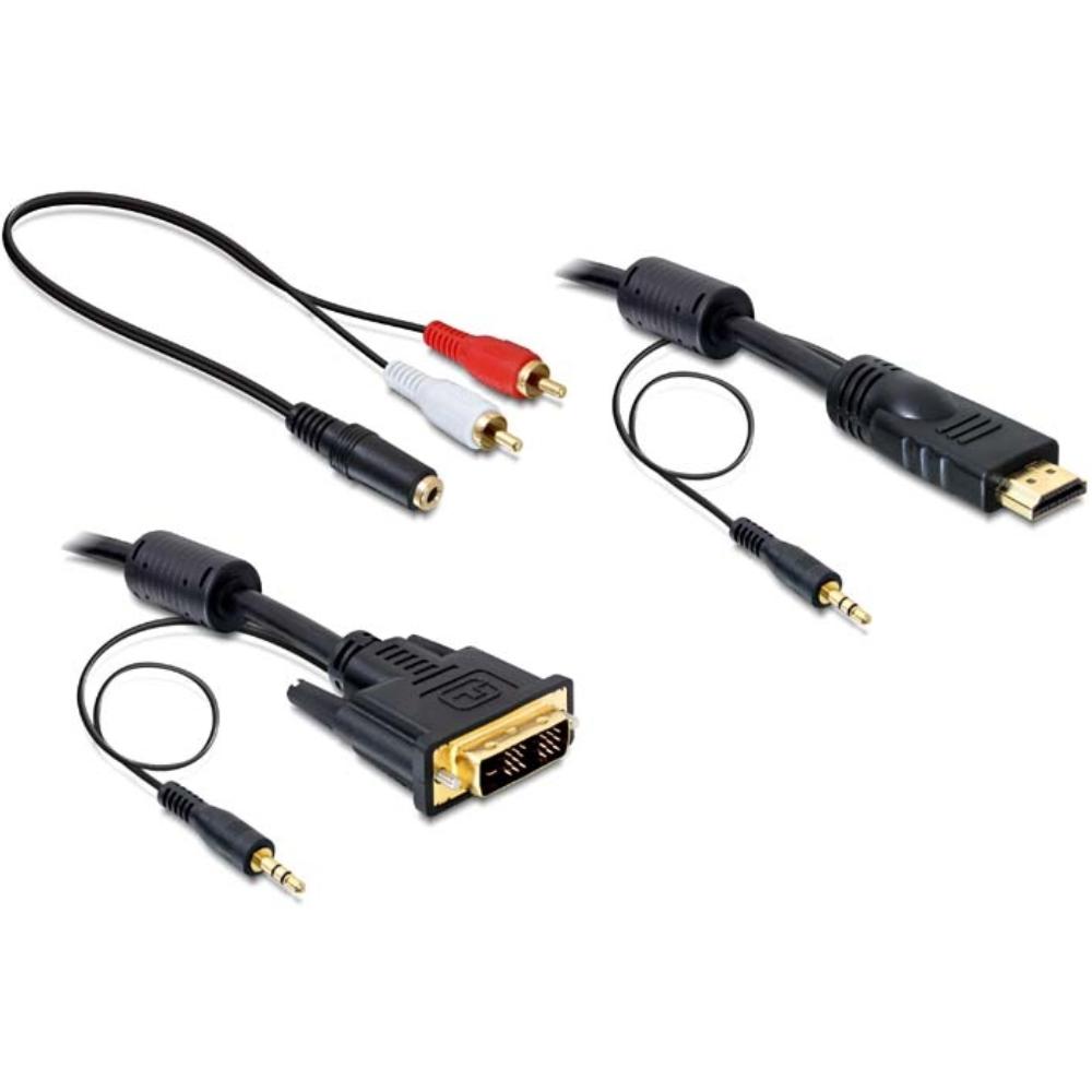 HDMI - - met audio - Professioneel - HDMI - DVI Kabel, Connector 1: DVI Male met 3.5 jack aansluiting, Connector 2: HDMI Male 3.5 mm jack aansluiting, Met