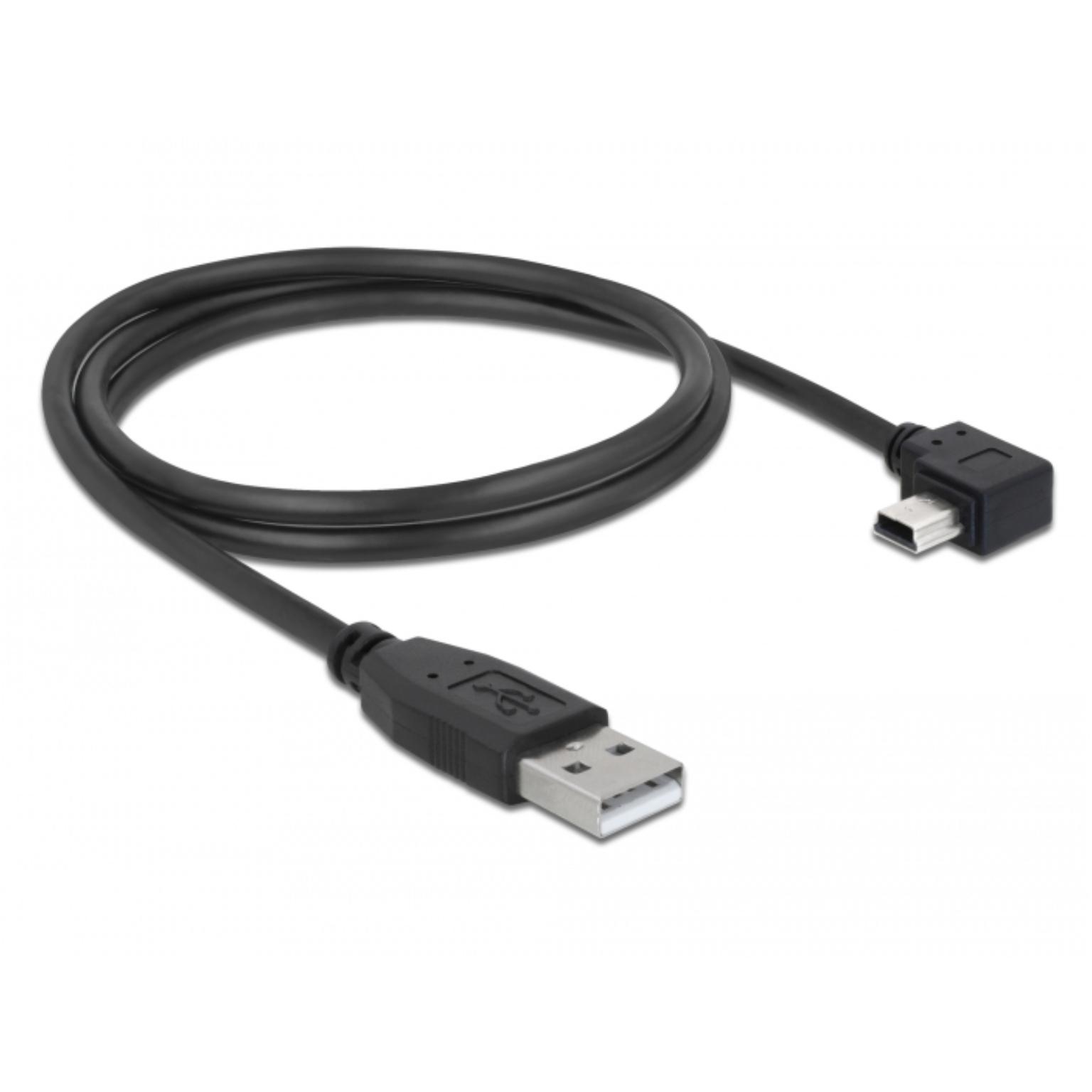 Specificiteit Bomen planten Negende Mini USB 2.0 Kabel - Haaks - Mini USB 2.0 kabel, Connector 1: USB A male,  Connector 2: 5p mini USB B male, Haaks, 1 meter.