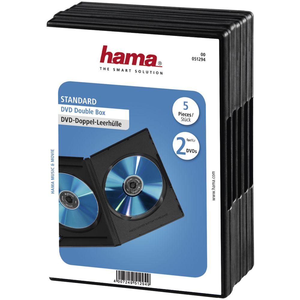 Dvd Dubbel-box 5 Zwart - Hama dubbel DVD doosjes zijn een ideale vervanger voor beschadigde originele dubbel doosjes.