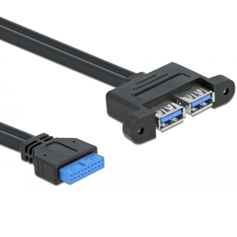 Pinheader 19P naar USB 3.0 kabel - Delock