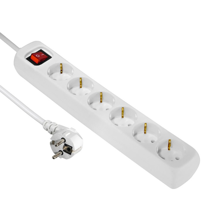 REV Stekkerdoos, meervoudige stekkerdoos zonder kabel, 6-voudig, max. 3500W, wit