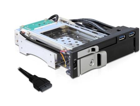 Verwisselbaar frame SATA 5.25 > 1 x 2.5, 1 x 3.5 + 2 USB 3.0 poorten - Delock