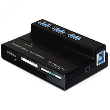 3-Poorts USB 3.0 hub - kaartlezer - Delock