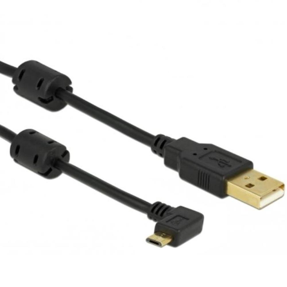 Verstikkend Automatisch markt USB 2.0 A NAAR MICRO B KABEL haaks 90° - Haakse micro USB 2.0 kabel,  Connector 1: USB A male, Connector 2: Haakse Micro USB B male, Hoek: 90°  haaks, Lengte: 1 meter, Kleur: Zwart.