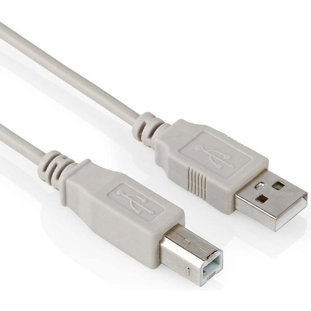 USB 2.0 A - B - USB 2.0 printer kabel, Connector 1: USB A male, Connector 2: USB B Kleur: Grijs, 1.8 meter.