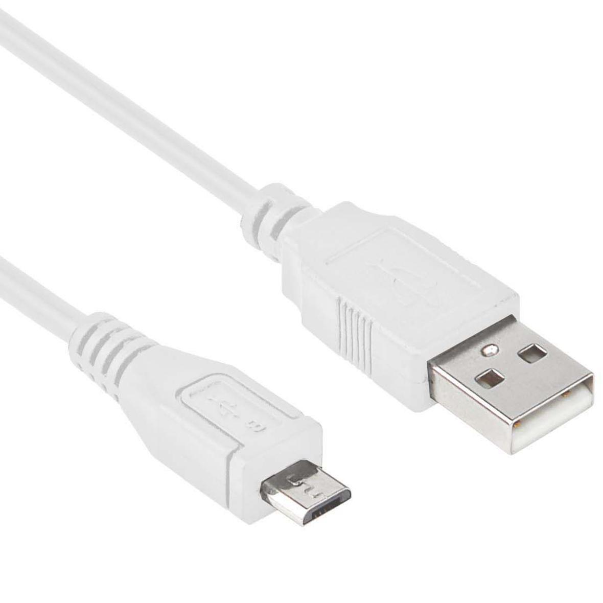 Politieagent Openlijk straal USB 2.0 A naar Micro B Kabel - Micro USB 2.0 kabel, Connector 1: USB A  male, Connector 2: Micro USB B male, Kleur: Wit, 1 meter