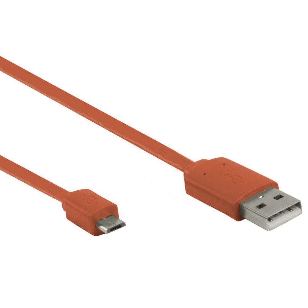 Atlas Sobriquette vliegtuigen USB 2.0 A naar Micro B Kabel - Micro USB 2.0 kabel, Connector 1: USB A  male, Connector 2: Micro USB B male, Kleur: Rood, 1 meter