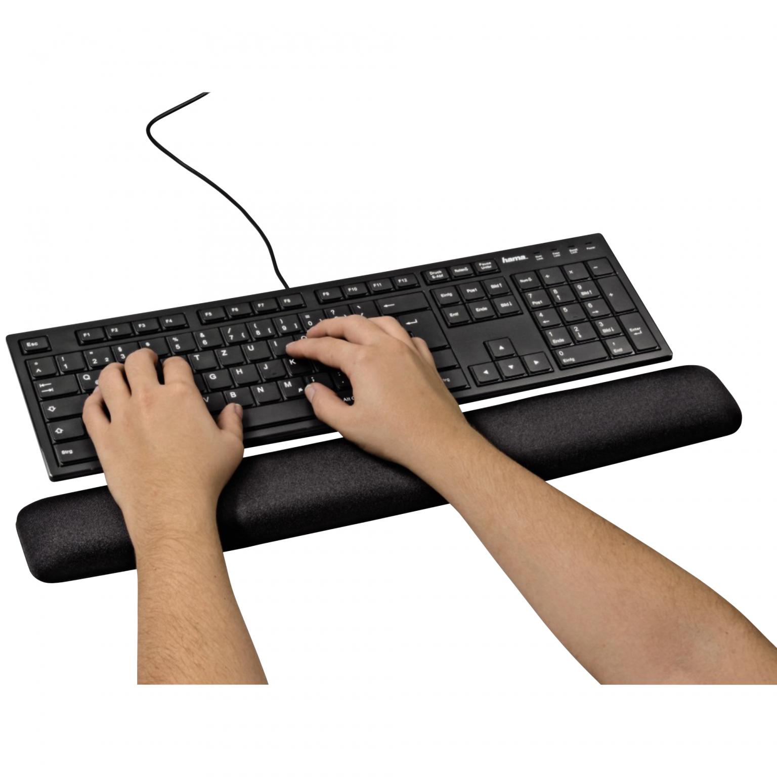 Maaltijd Shinkan Goederen Toetsenbord polssteun - Hama - Merk: Hama Keyboard Wrist Rest Black,  Materiaal: Memory foam bekleed met Polyurethaan, Afmetingen: 495 x 70 x 21  mm.