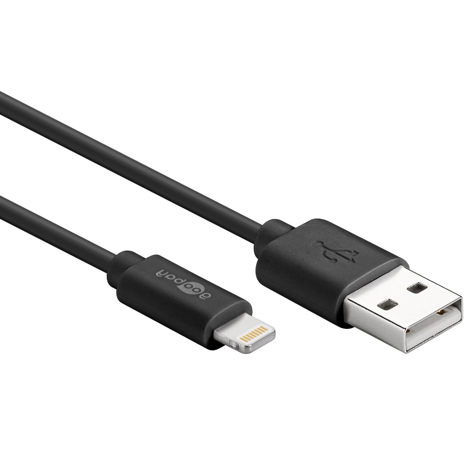 USB Lightning datakabel - 0.5 meter - Zwart - Goobay