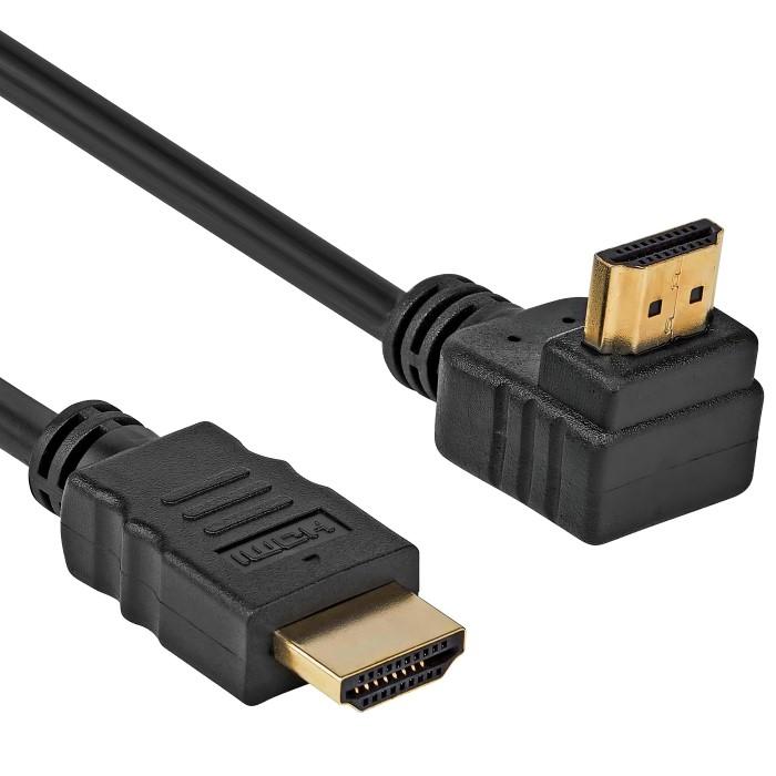 demonstratie ui Brandewijn HDMI Kabel - 1.4 High Speed - HDMI Kabel - Zwart, Versie: 1.4 - High Speed  Extra: Aansluiting haaks naar boven, Aansluiting 1: HDMI A male,  Aansluiting 2: HDMI A male haaks, Verguld: Ja, 5 meter.