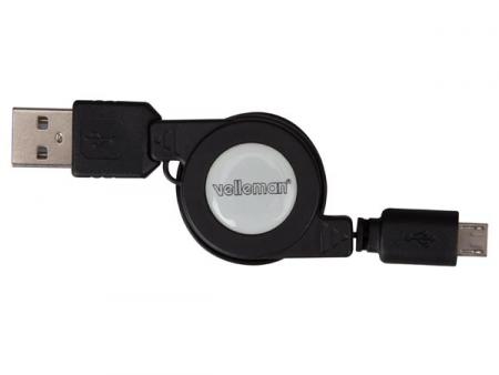 USB 2.0 A naar Micro B Kabel - Uittrekbaar - Velleman