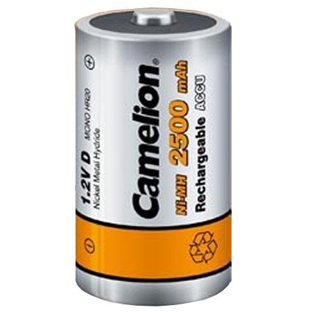 Mauve Kleverig Nieuwe betekenis Oplaadbare D Batterij - Nimh - Aantal: 2 batterijen, IEC code: HR20,  MN1300, Spanning: 1.2 Volt, Capaciteit: 2500mAh, Merk: Camelion,