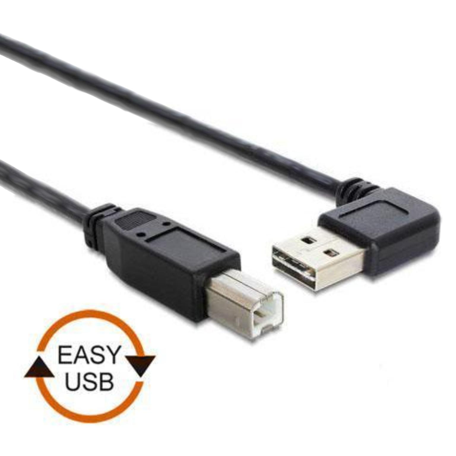 uitroepen Menstruatie Slechte factor Easy USB Printerkabel - USB Printerkabel - Haaks, Type: 2.0 - HighSpeed,  Extra: USB aansluiting bruikbaar van 2 kanten, Aansluiting 1: Easy USB A  male, Aansluiting 2: USB B male, 0.5 meter.