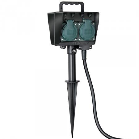 Tuincontactdoos 4-voudig - Stekkerdoos grondspies - Buiten kabel - Grondpen