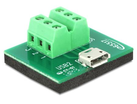 Delock Adapter Micro USB vrouwelijk > Terminal Bblock 6 Pin