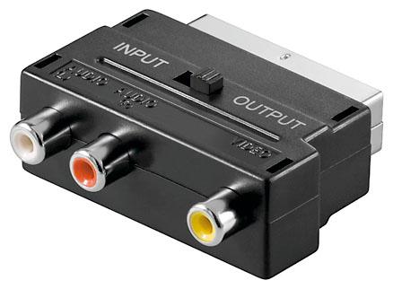 Scart plug with IN/OUT switch > 3 x RCA jack