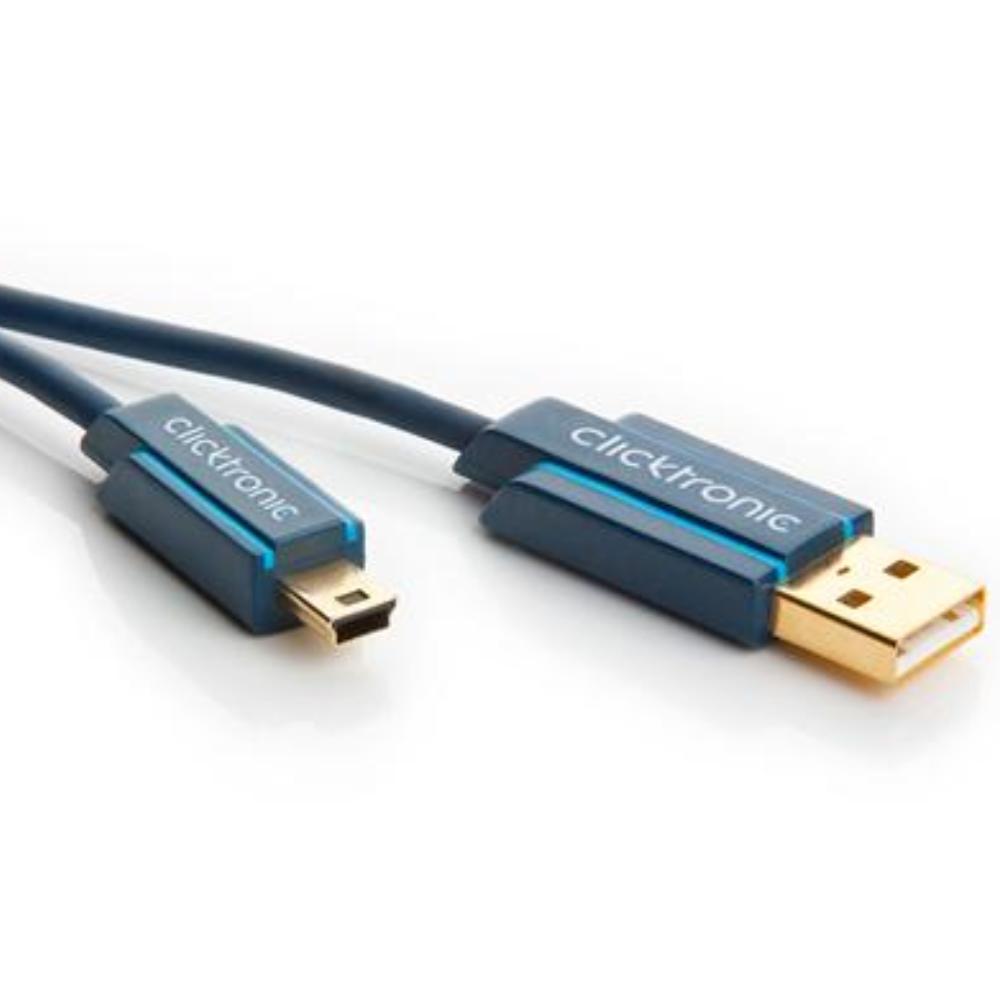 USB 2.0 A naar USB Mini Kabel B - Professioneel - Clicktronic