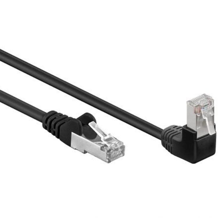 Volgen Ru Herziening F/UTP kabel Cat 5e haaks - haakse Netwerkkabel - zwart, Type: Cat 5e F/UTP  - PVC, Aansluiting 1: RJ45 male, Aansluiting 2: RJ45 male, Aders: CCA - AWG  26/7, Lengte: 0.25 meter.
