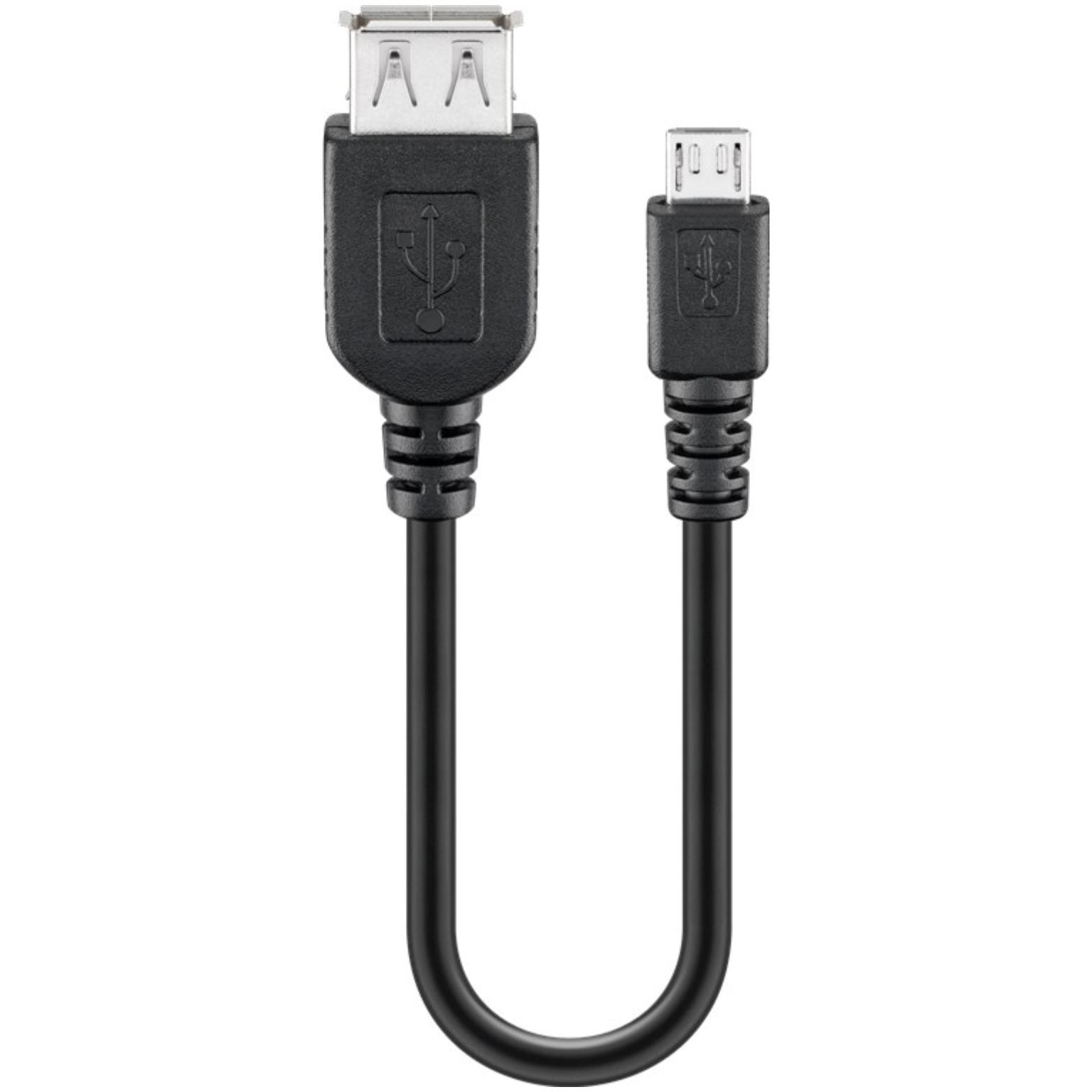 Buurt Technologie hiërarchie USB Micro Verloopstekker - Versie: 2.0 - HighSpeed, Aansluiting 1: Micro USB  male, Aansluiting 2: USB A female, Lengte: 0.2 meter.