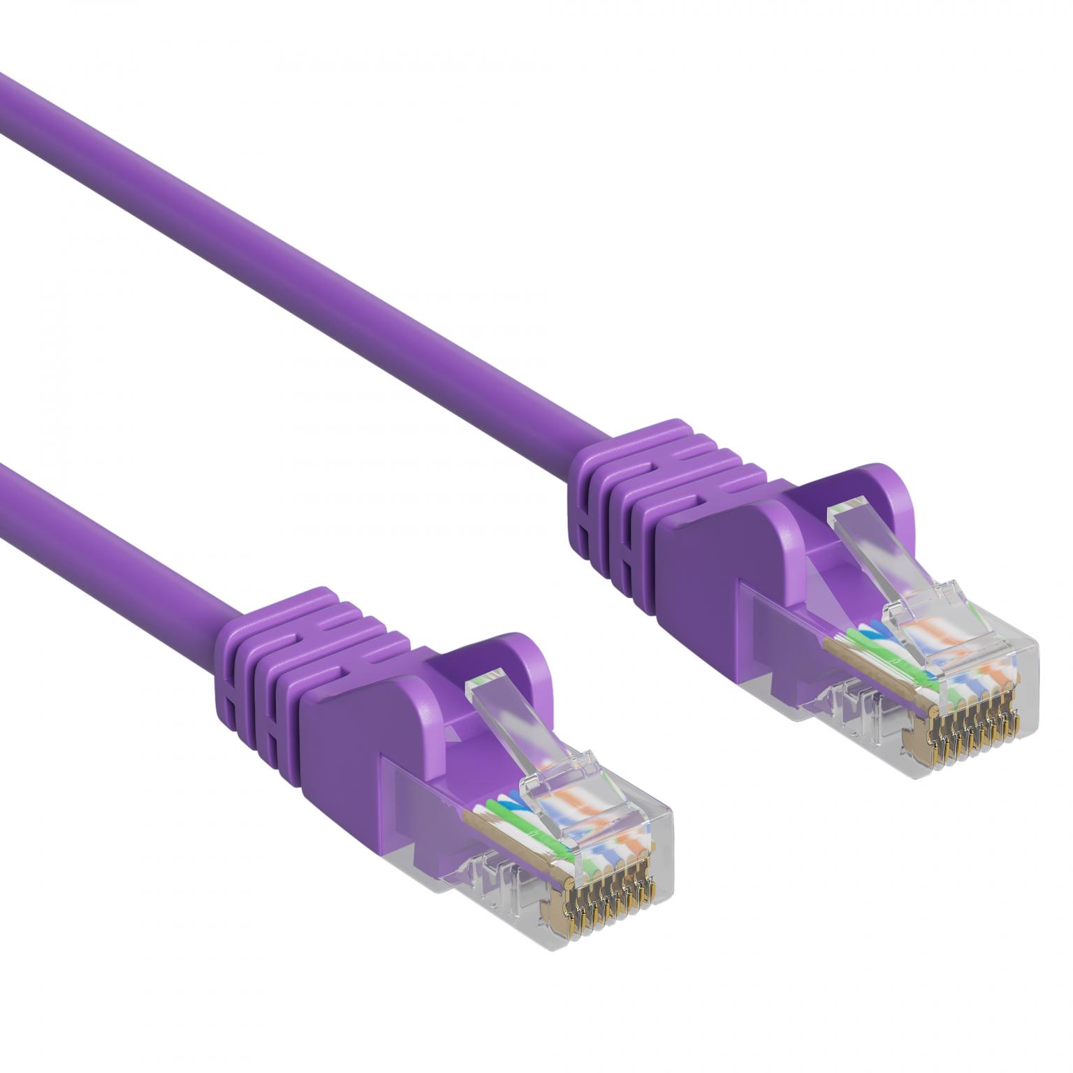 Netwerkkabel CAT 5e - U/UTP - Netwerkkabel - paars, Type: CAT 5e - PVC, Aansluiting 1: RJ45 male, Aansluiting 2: RJ45 male, Aders: CCA - AWG 26/7, 0.5 meter