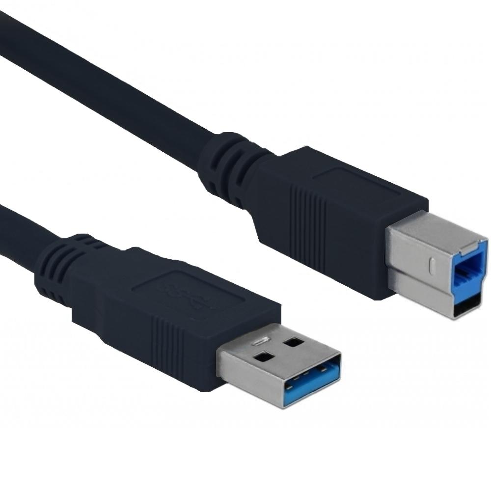 USB B Kabel - USB naar USB B Kabel - Zwart, Type: 3.0 - SuperSpeed, Aansluiting 1: USB A Male, Aansluiting 2: B Male, Verguld: Nee, 0.25