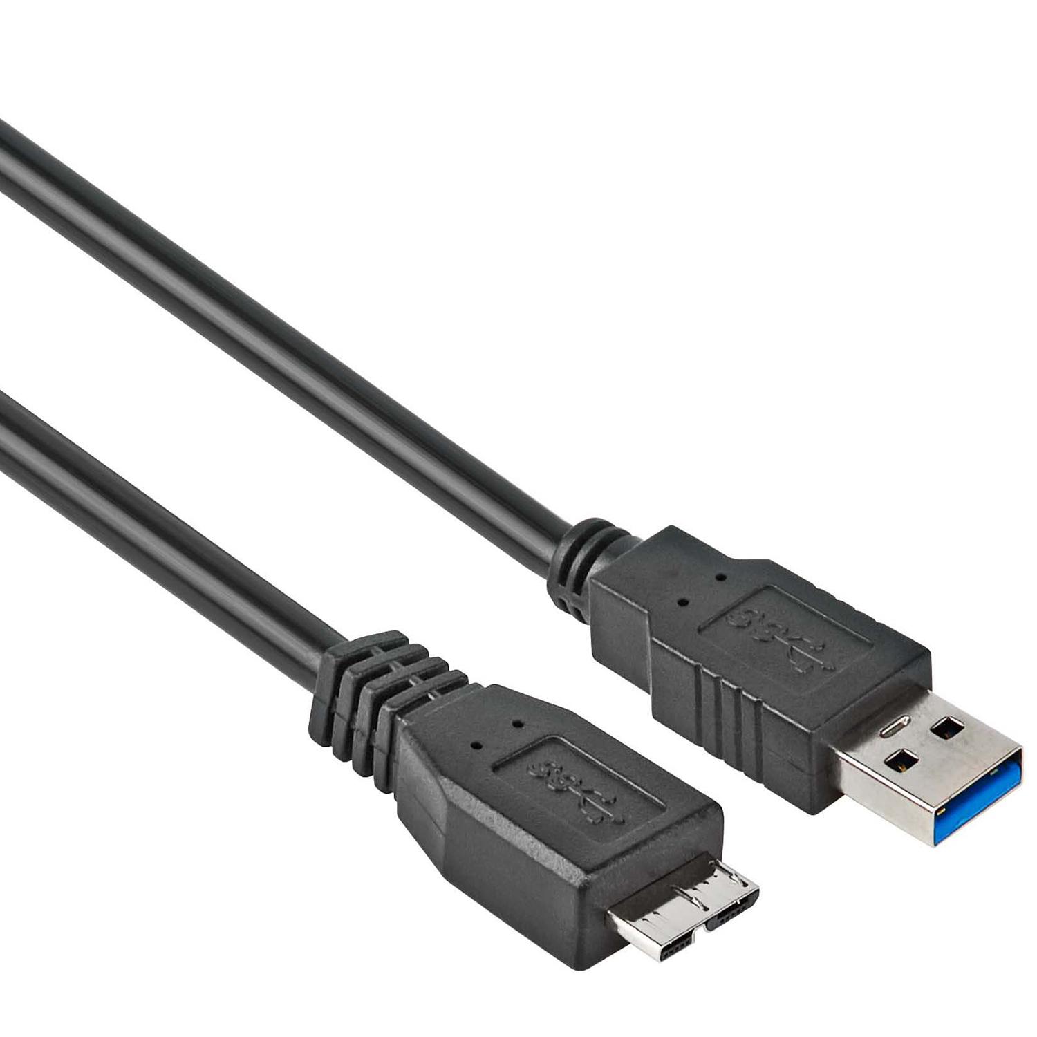 USB 3.0 micro - Versie: 3.0 - SuperSpeed, Aansluiting 1: USB B micro male, Aansluiting USB A male, Lengte: 0.5 meter.