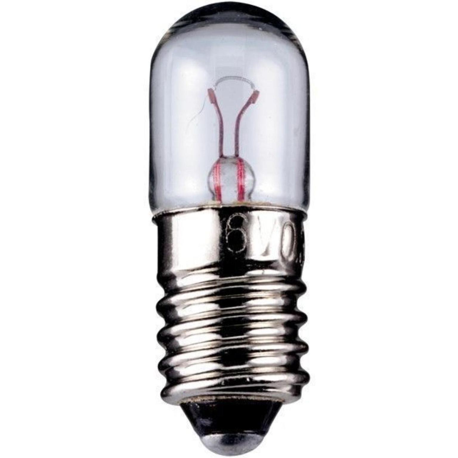 Lamp - Gloeilamp - Signaallamp, Lamptype: Gloeilamp, E10, Vermogen: Watt, Spanning: 6.3 Volt, Lichtkleur: Koud wit, Verpakt per 10