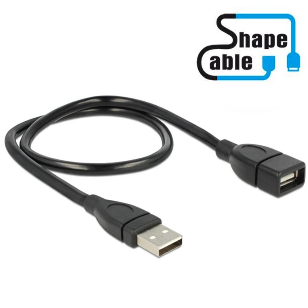 Delock Cable USB 2.0 A male > A female ShapeCable 0.5 m - Delock