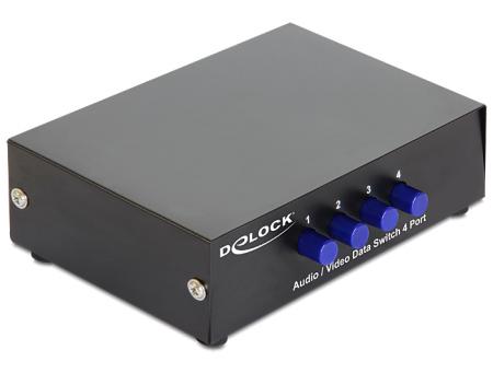 Delock Switch Audio Video 4 Port Manual Bidirectional Quality4All quality4all kopen in de aanbieding