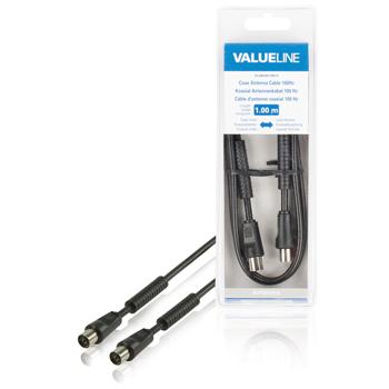 Coax antennekabel 100Hz coax mannelijk coax vrouwelijk 1,00 m zwart