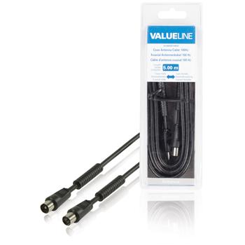 Coax antennekabel 100Hz coax mannelijk coax vrouwelijk 5,00 m zwart