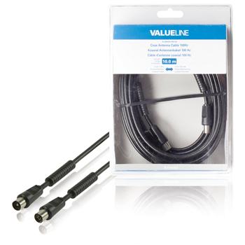 Coax antennekabel 100Hz coax mannelijk coax vrouwelijk 10,0 m zwart