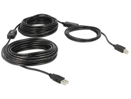 Delock Kabel USB 2.0 type A mannelijk > USB 2.0 type B mannelijk 20 m